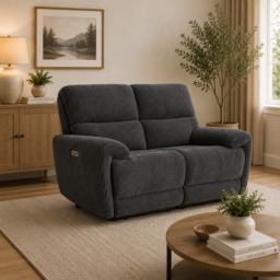 Cairo Black Lay-Z-Boy Style Fabric Power Recliner 2 Seater Sofa - thumbnail 1