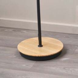 Juna Black Metal and Natural Wood Two Head Floor Lamp - thumbnail 3