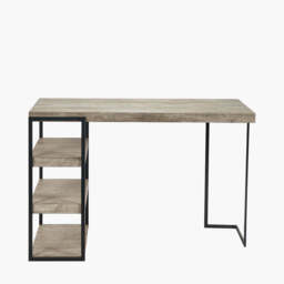 Jersey Concrete Effect Wood Veneer and Black Metal Desk - thumbnail 2