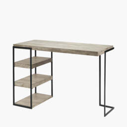 Jersey Concrete Effect Wood Veneer and Black Metal Desk - thumbnail 1