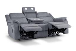 Galaxy Tech Recliner Fabric Grey 3 Seater Sofa - thumbnail 3