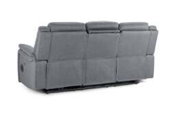 Galaxy Tech Recliner Fabric Grey 3 Seater Sofa - thumbnail 4