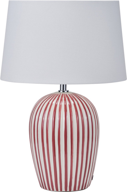 Cannes Mulberry and White Stripe Ceramic Table Lamp