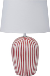 Cannes Mulberry and White Stripe Ceramic Table Lamp