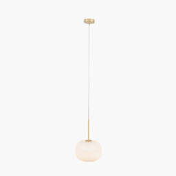 Bella White Glass and Gold Metal Ribbed Squoval Pendant - thumbnail 1