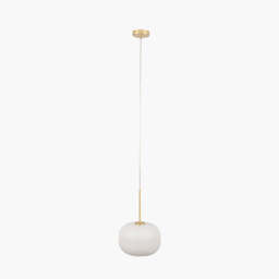 Bella White Glass and Gold Metal Ribbed Squoval Pendant - thumbnail 2
