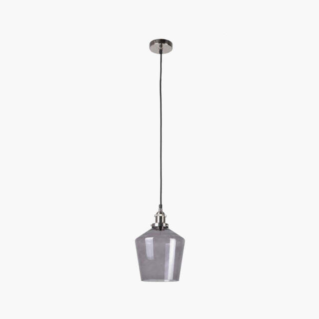 Emmanuelle Antique Silver Metal and Smoke Glass Pendant - image 1