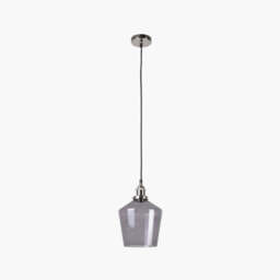 Emmanuelle Antique Silver Metal and Smoke Glass Pendant - thumbnail 1