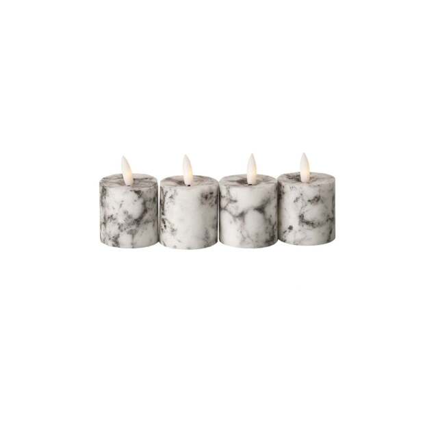 Luxe Collection Natural Glow Marble Set of 4 LED Votives - image 1