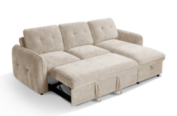 Moscow Universal L Shape Corner Sofa Bed Beige With Ottoman Storage Eastley - Kip - Quercioli - Barete - Metropolitan - Portobello - Aissa Style - thumbnail 3
