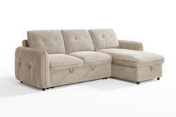 Moscow Universal L Shape Corner Sofa Bed Beige With Ottoman Storage Eastley - Kip - Quercioli - Barete - Metropolitan - Portobello - Aissa Style - thumbnail 2