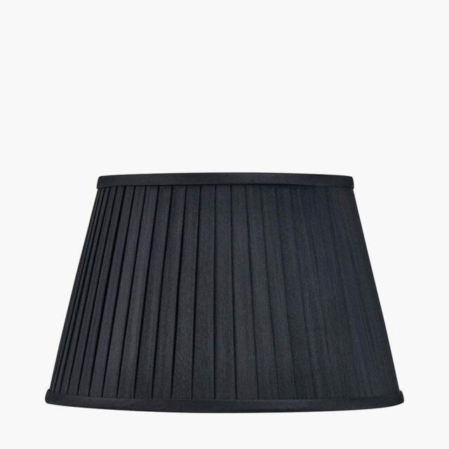 Lyndon 40cm Black Silk Mix Knife Pleat Tapered Lampshade - image 1