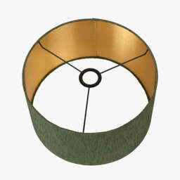Stellan 45cm Green Slubbed Silk Mix Gold Lined Cylinder Lampshade - thumbnail 4