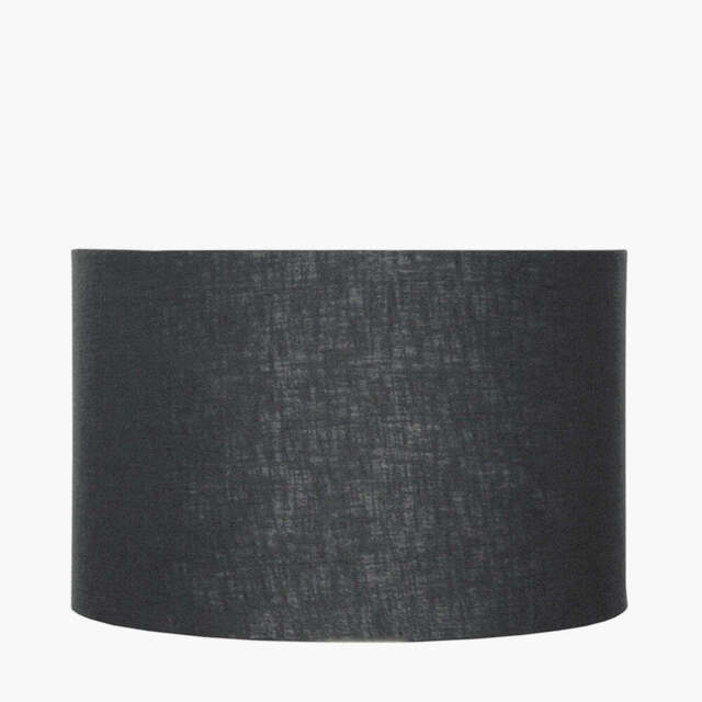 Lino 40cm Black Self Lined Linen Cylinder Lampshade - image 1