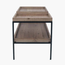 Gallery Natural Wood Veneer and Black Metal Coffee Table - thumbnail 4