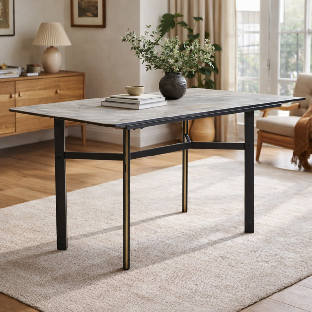 Imperia Ceramic Marble Effect Rectangular Dining Table - image 1