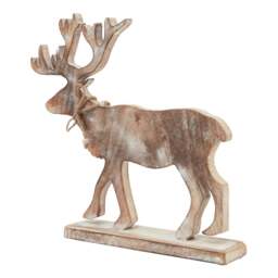 White Wash Collection Wooden Stag Decoration - thumbnail 1