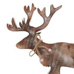 White Wash Collection Wooden Stag Decoration - thumbnail 3