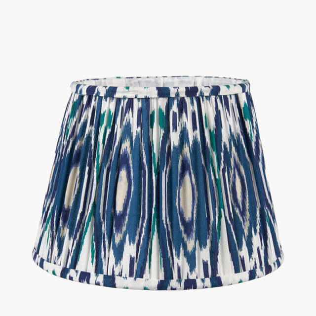 Izara 45cm Ocean Blue Ikat Patterned Mushroom Pleat Tapered Lampshade - image 1