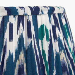 Izara 45cm Ocean Blue Ikat Patterned Mushroom Pleat Tapered Lampshade - thumbnail 4