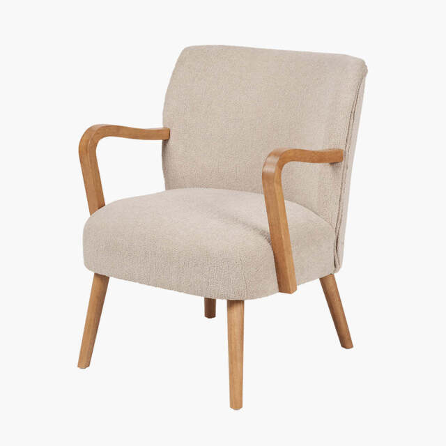 Sennori Taupe Teddy Fabric and Rubber Wood Occasional Chair - image 1
