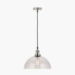 Cecilia Antique Silver Metal and Clear Glass Dome Pendant - thumbnail 2
