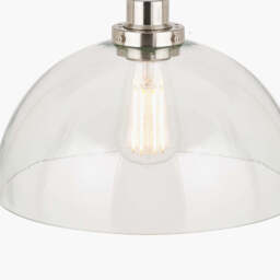 Cecilia Antique Silver Metal and Clear Glass Dome Pendant - thumbnail 4
