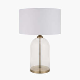 Cloche Clear Glass and Antique Brass Table Lamp