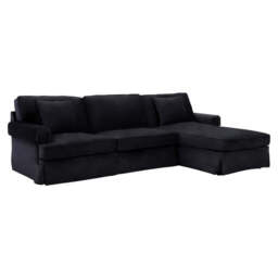 Ralph Three Seat Black Velvet Chaise Sofa - thumbnail 2