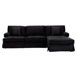 Ralph Three Seat Black Velvet Chaise Sofa - thumbnail 6