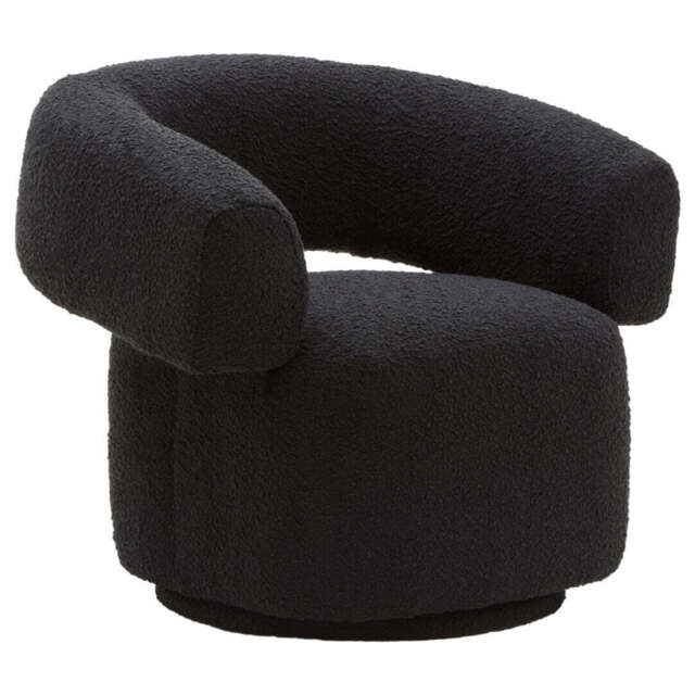 Oliveto Black Boucle Curved Revolving Armchair - image 1
