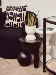 Oliveto Black Boucle Curved Revolving Armchair - thumbnail 2