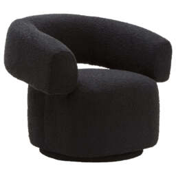 Oliveto Black Boucle Curved Revolving Armchair - thumbnail 1