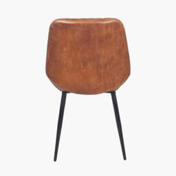 Angelo Vintage Brown Leather and Black Metal Retro Dining Chair - thumbnail 3