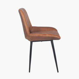 Angelo Vintage Brown Leather and Black Metal Retro Dining Chair - thumbnail 2