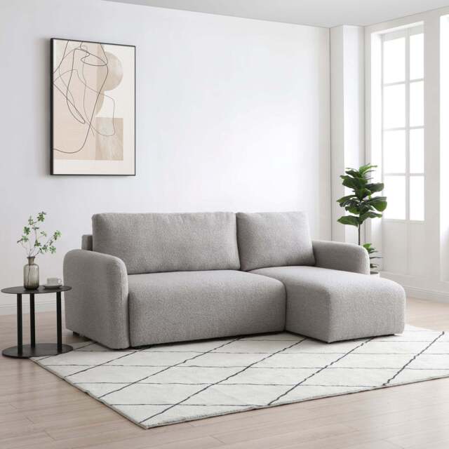 Mars Natural soft Boucle Cloud Corner Sofa Bed - image 1