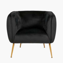Lucca Black Velvet and Metal Armchair - thumbnail 1