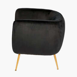 Lucca Black Velvet and Metal Armchair - thumbnail 3