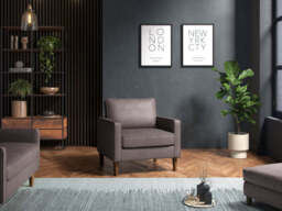 Model 46 - Armchair Faux Leather Grey - thumbnail 2