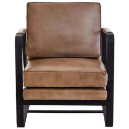 Buffalo Grey Leather Armchair With Black Iron Frame - thumbnail 4