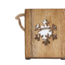 Natural Wooden Small Snowflake Tealight Candle Holder - thumbnail 3