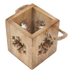 Natural Wooden Small Snowflake Tealight Candle Holder - thumbnail 2