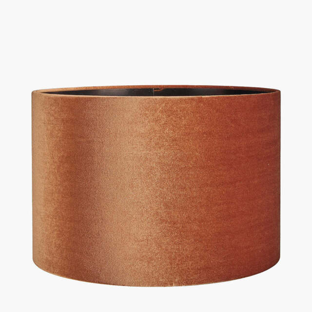 Bow 40cm Tobacco Velvet Cylinder Lampshade - image 1