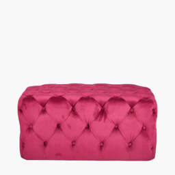 Seraphina Raspberry Velvet Buttoned Rectangular Ottoman - thumbnail 2