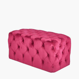 Seraphina Raspberry Velvet Buttoned Rectangular Ottoman - thumbnail 1