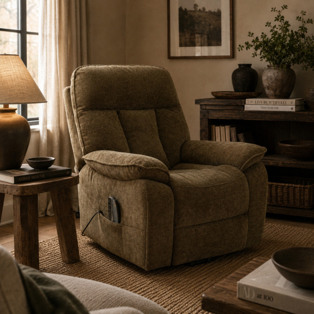 Cornwall Rise And Recline Chair With Massage And Heat Brown - Newsome - Argenta - Goodwood Style - image 1