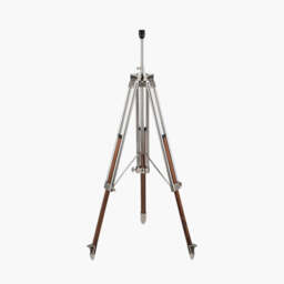 Port Nickel and Wood Tripod Floor Lamp Base - thumbnail 1
