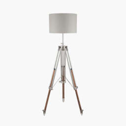 Port Nickel and Wood Tripod Floor Lamp Base - thumbnail 4
