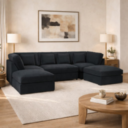 Belgravia Sofa Black U Shape Corner Morgan - Malvern - Somerford - Calix - Euphoria - Plush Style
