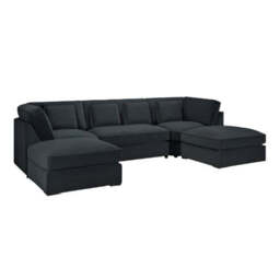 Belgravia Sofa Black U Shape Corner Morgan - Malvern - Somerford - Calix - Euphoria - Plush Style - thumbnail 2